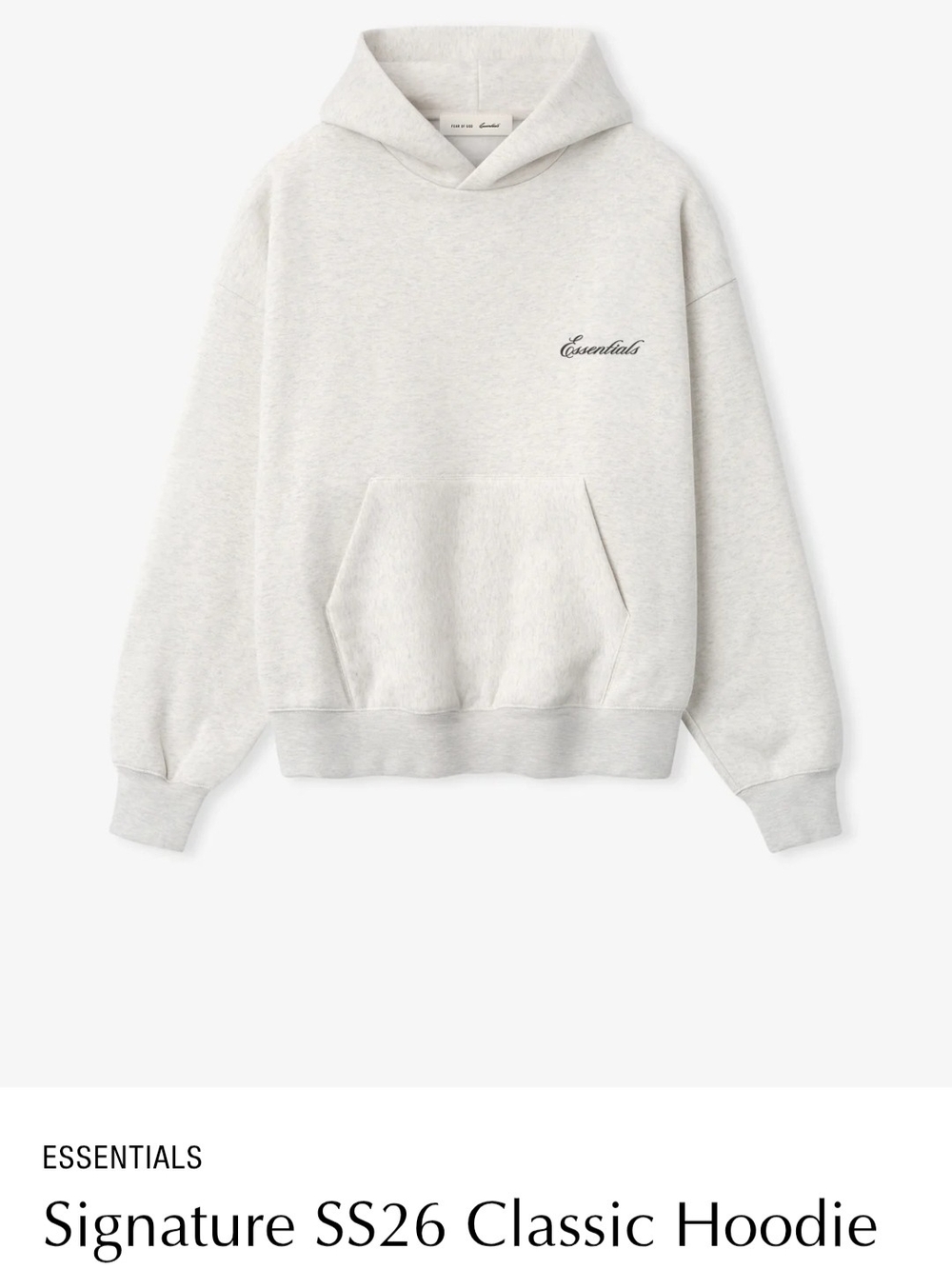 Essentials Signature Classic Hoodie - Light Gray